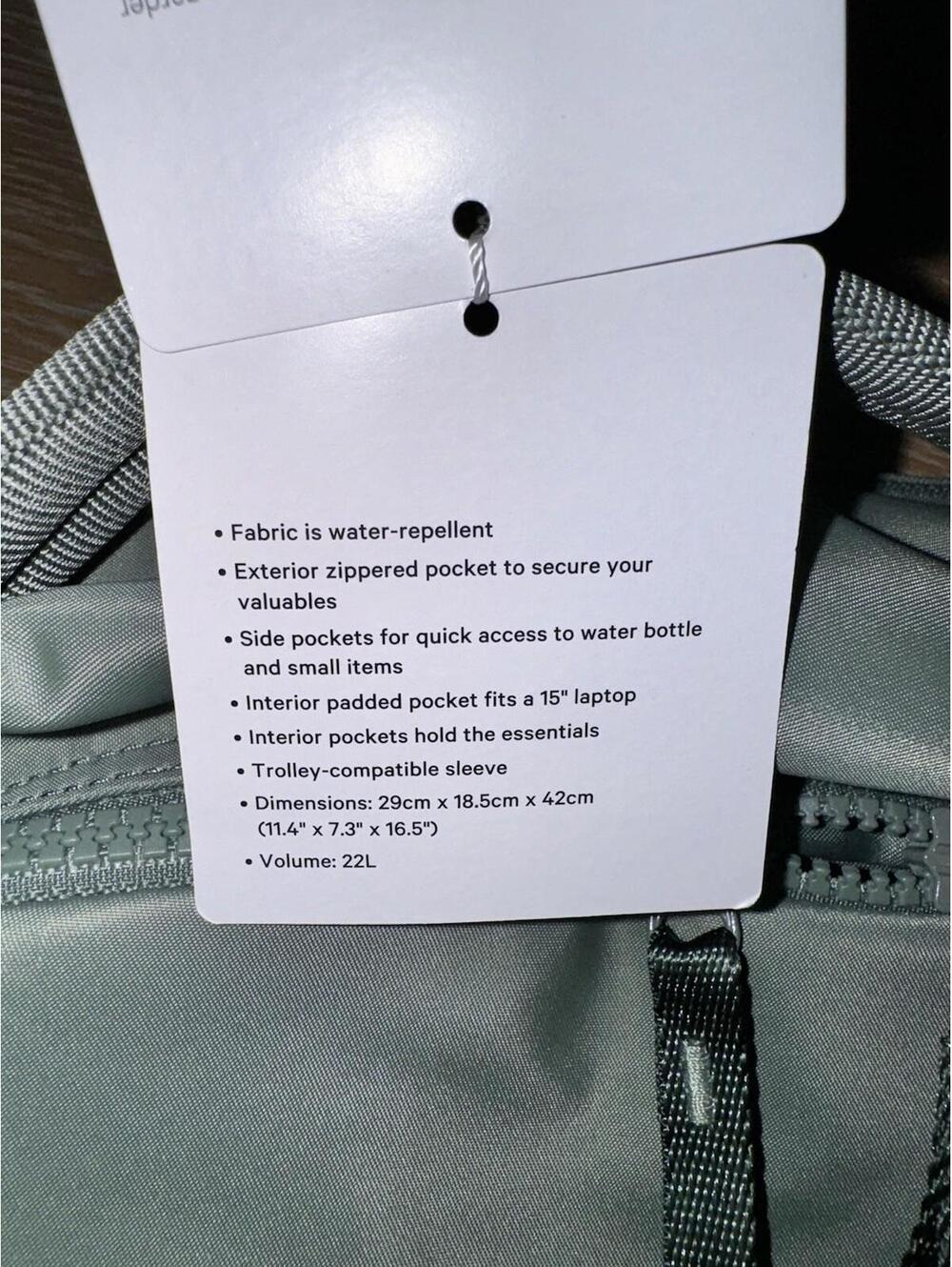 Lululemon New Crew Backpack 22L Laptop Pocket Grey Eucalyptus NWT - Picture 5 of 8
